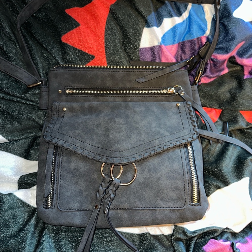 Chic Black Clutch with Purple Accents